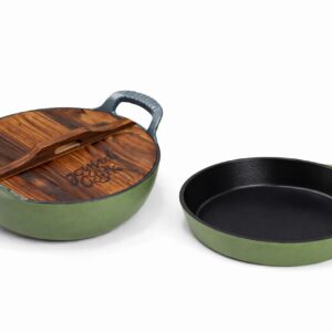 Elite Green Cast Iron Fry & Wok Set (2-Piece)